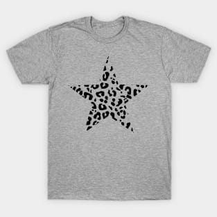 Cutout Black Leopard Print Star T-Shirt